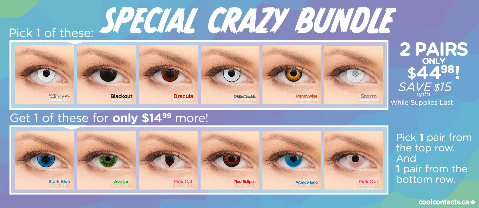 Buy Coloured & Crazy Contact Lenses Shipped From Canada