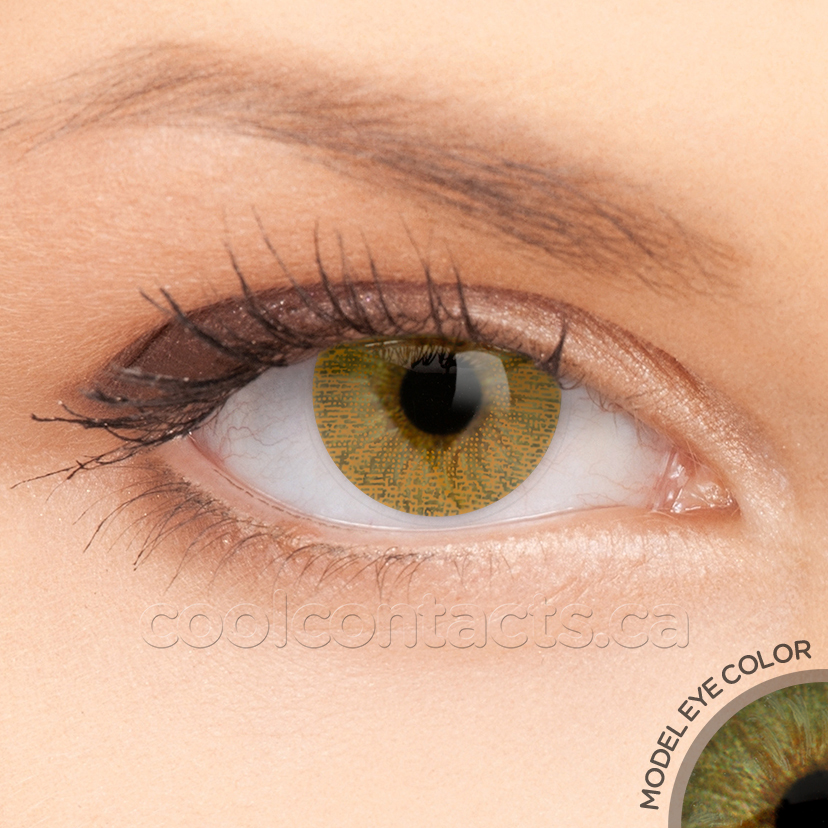 Contact lenses shown on green eyes