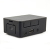 HighPi Raspberry Pi B23 case black enclosure angled view with side cutouts. HighPi Raspberry Pi B23 case black enclosure angled view with side cutouts.