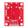SparkFun Thumb Joystick Breakout red PCB with labeled pin headers