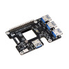 Waveshare 26847 PCIe to USB 3.2 Gen1 HAT for Raspberry Pi 5 with four USB ports and cooler fan cut-out. Waveshare 26847 PCIe to USB 3.2 Gen1 HAT for Raspberry Pi 5 with four USB ports and cooler fan cut-out.