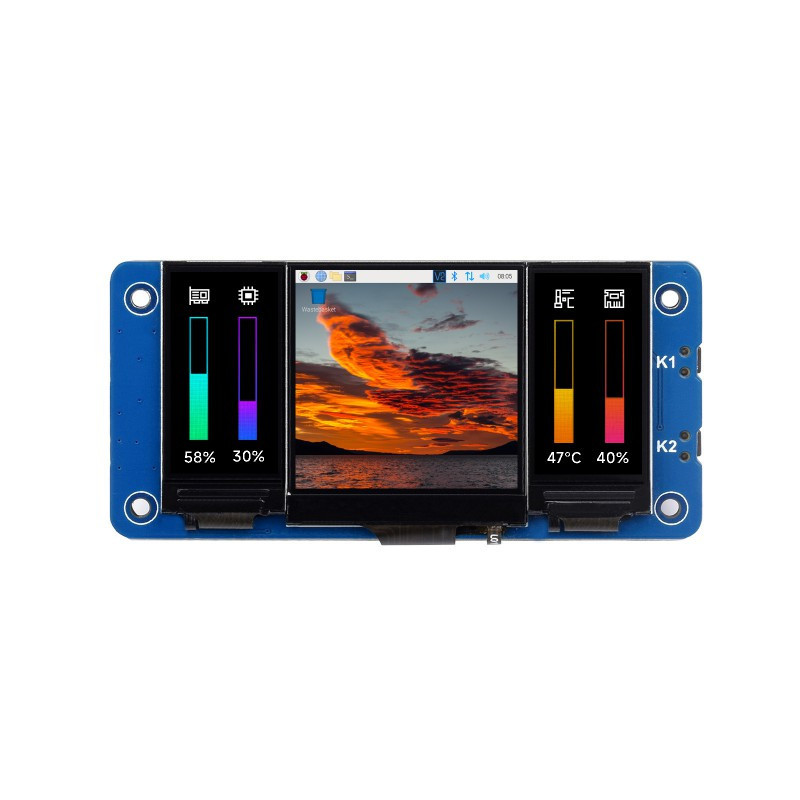 Triple LCD HAT For Raspberry Pi, 1.3inch IPS LCD and Dual 0.96inch