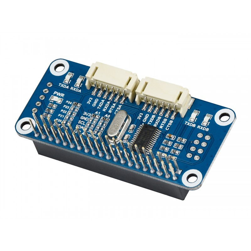 Serial Expansion HAT for Raspberry Pi, I2C Interface, 2-ch UART, 8