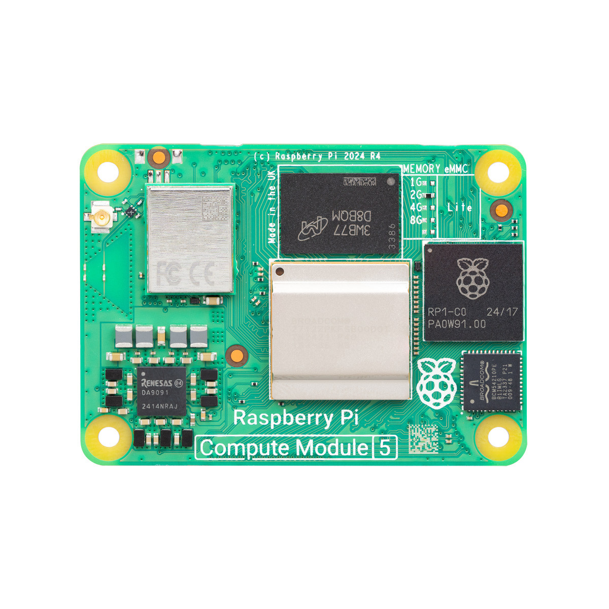 Raspberry Pi Compute Module 5, Wireless, 2GB RAM, Lite - CM5102000