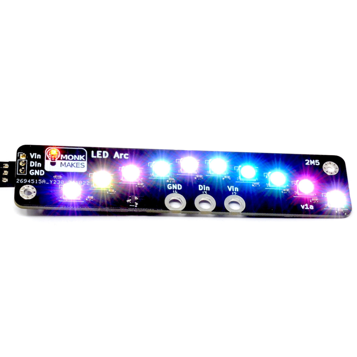 MonkMakes LED Arc NeoPixel 多彩 LED 弧形燈板(10 顆可定址 RGB LED)