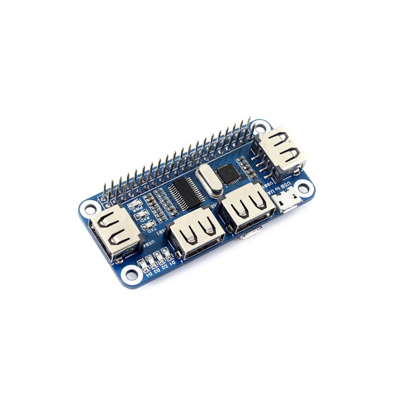 4 Port USB HUB HAT for Raspberry Pi - PiShop.us