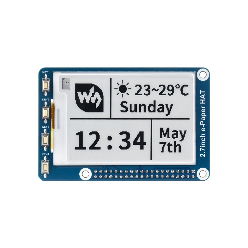 264x176, 2.7inch E-Ink display HAT for Raspberry Pi - PiShop.us