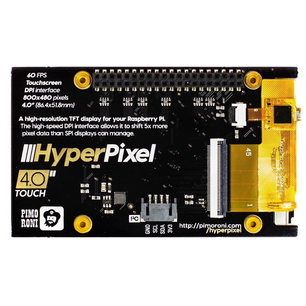 HyperPixel 4.0 - Hi-Res Display for Raspberry Pi - Touch - PiShop.us