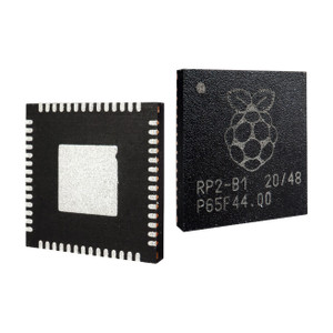 Raspberry Pi RP2040 microcontroller chip with dual-core ARM Cortex-M0+ and programmable I/O. 