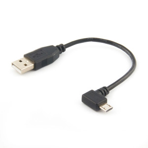 Micro USB 2.0 Cable, Black, Type A Male / Micro-B Male, 6 inch 