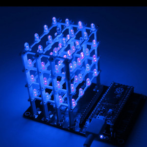 4x4x4 LED Cube HAT for Raspberry Pi Pico - Blue