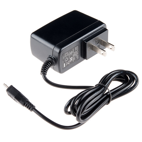 Micro-USB Power Supply 5.1V 2.5A with wall plug and attached cord.
Micro-USB Power Supply 5.1V 2.5A with wall plug and attached cord.
