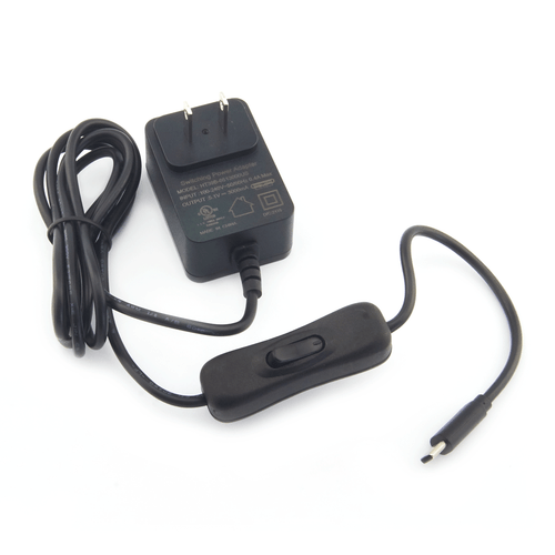 USB-C Power Supply, 5.1V 3.0A, UL Listed, On/Off Switch for Pi4 & Pi400 USB-C Power Supply, 5.1V 3.0A, UL Listed, On/Off Switch for Pi4 & Pi400