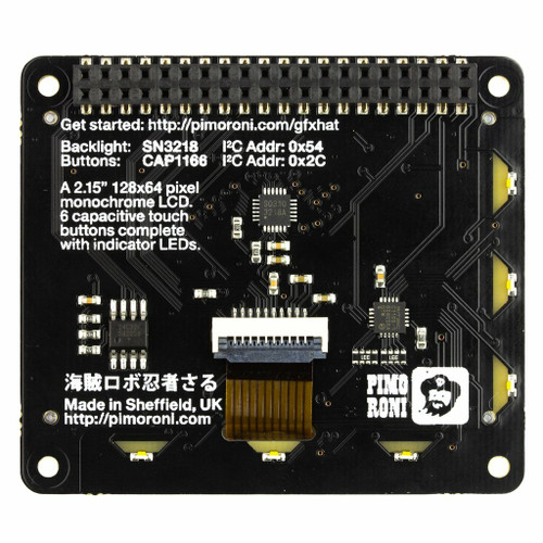 GFX HAT - 128x64 LCD Display with RGB Backlight and Touch Buttons GFX HAT - 128x64 LCD Display with RGB Backlight and Touch Buttons