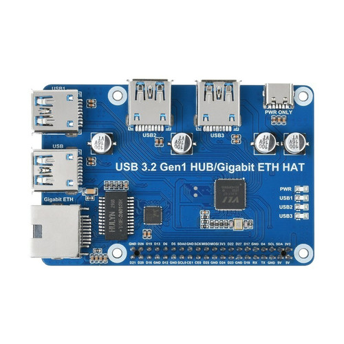 PoE Ethernet / USB HUB HAT for Raspberry Pi Zero, 1x RJ45, 3x USB 