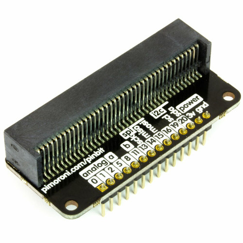 PIM457 - Pimoroni Pin:bit micro:bit breakout board with labeled GPIO, analog, and bus pins PIM457 - Pimoroni Pin:bit micro:bit breakout board with labeled GPIO, analog, and bus pins