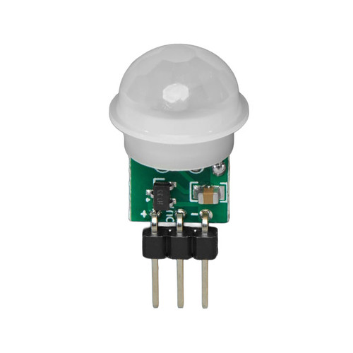 Mini PIR motion sensor module with dome lens and 3-pin header. Mini PIR motion sensor module with dome lens and 3-pin header.