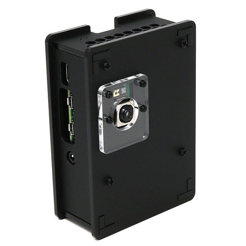 Raspberry Pi 4 black acrylic case with clear camera window Raspberry Pi 4 black acrylic case with clear camera window