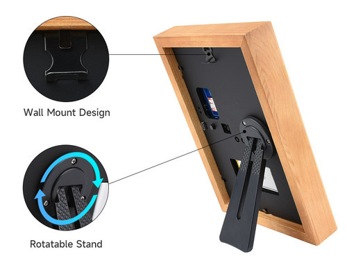 7.3inch ACeP 7-Color E-Paper with Solid Wood Photo Frame, Ultra