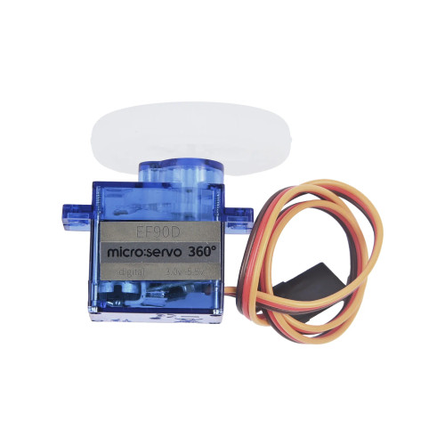 Elecfreaks EF90D 360° digital servo motor with attached wiring and connector Elecfreaks EF90D 360° digital servo motor with attached wiring and connector