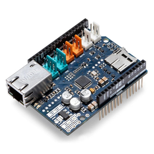 Arduino Ethernet Shield 2 with W5500 chip, RJ45 connector, and micro-SD slot Arduino Ethernet Shield 2 with W5500 chip, RJ45 connector, and micro-SD slot