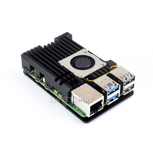Aluminium Alloy Case (H) for Raspberry Pi 5, With Temperature-Controlled Blower Fan Aluminium Alloy Case (H) for Raspberry Pi 5, With Temperature-Controlled Blower Fan