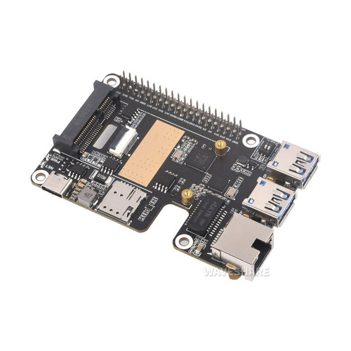 PCIe to MiniPCIe / Gigabit Ethernet / USB 3.2 Gen1 HAT for Raspberry Pi ...