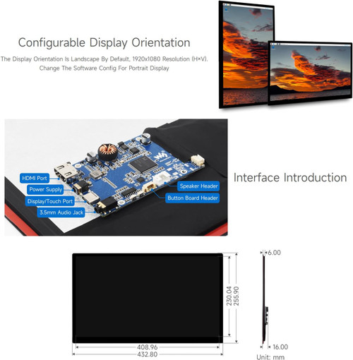 Waveshare 27687 – 18.5inch FHD LCD - IPS Touch Display