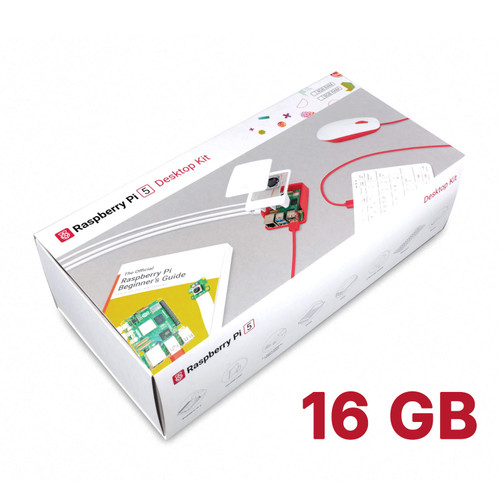 Raspberry Pi 5 Desktop Kit US - 16GB - Raspberry Pi 5 Desktop Kit (US, 16GB) with case, 27W USB-C power supply, 32GB microSD card, Raspberry Pi OS, HDMI cable, and official Raspberry Pi keyboard and mouse. Raspberry Pi 5 Desktop Kit US - 16GB - Raspberry Pi 5 Desktop Kit (US, 16GB) with case, 27W USB-C power supply, 32GB microSD card, Raspberry Pi OS, HDMI cable, and official Raspberry Pi keyboard and mouse.