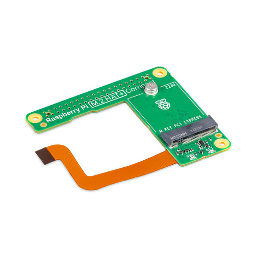 Raspberry Pi M.2 HAT+ Compact SC1771 with integrated flex cable for Pi 5. Raspberry Pi M.2 HAT+ Compact SC1771 with integrated flex cable for Pi 5.