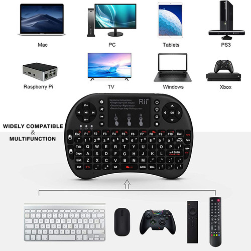 Rii i8+ Mini Wireless Touch Keyboard, Backlit, Black - PiShop.us