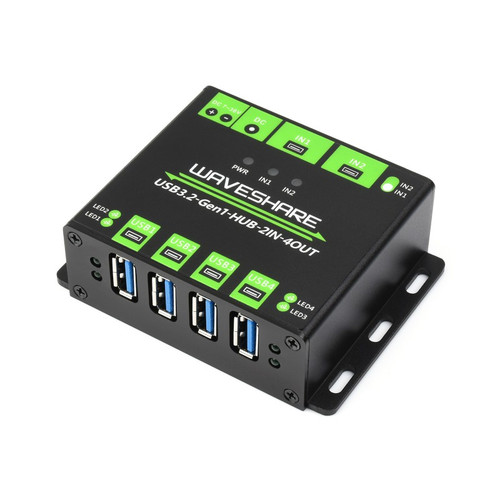 Industrial USB HUB, 4x USB 3.2 Ports, Switchable Dual Host, ESD & Surge Protection