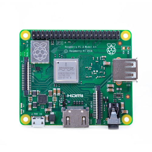 Raspberry Pi 3 Model A+ 512 MB, compact quad-core board with dual-band Wi-Fi - SC0130(J)
Raspberry Pi 3 Model A+ 512 MB, compact quad-core board with dual-band Wi-Fi - SC0130(J)