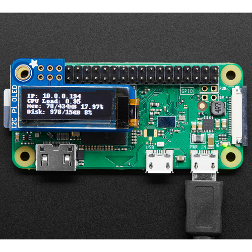 Adafruit PiOLED - 128x32 Monochrome OLED Add-on for Raspberry Pi Adafruit PiOLED - 128x32 Monochrome OLED Add-on for Raspberry Pi