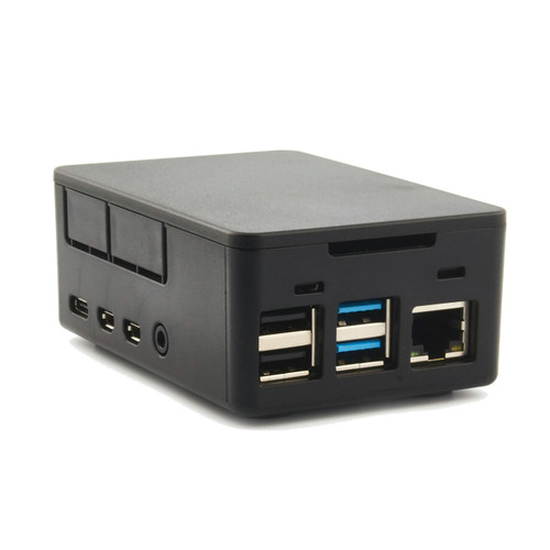 HighPi Raspberry Pi 4 case front view with USB and HDMI ports, snap-on design HighPi Raspberry Pi 4 case front view with USB and HDMI ports, snap-on design