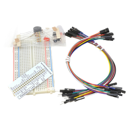 MonkMakes Project Box 1 Raspberry Pi starter kit with breadboard, jumper wires, and components.
MonkMakes Project Box 1 Raspberry Pi starter kit with breadboard, jumper wires, and components.