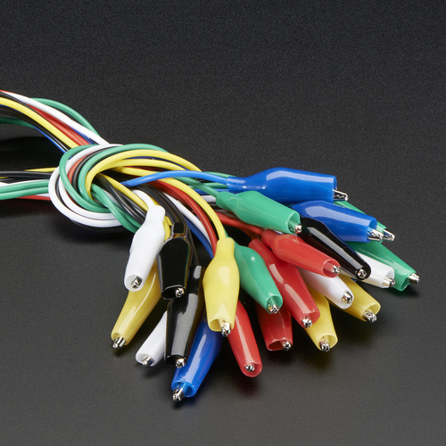 Small alligator clip test lead set with 12 flexible color-coded wires, ideal for electronics testing, micro:bit, Raspberry Pi, Arduino, and breadboard projects. Small alligator clip test lead set with 12 flexible color-coded wires, ideal for electronics testing, micro:bit, Raspberry Pi, Arduino, and breadboard projects.