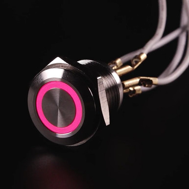 Rugged Metal Pushbutton - 16mm 6V RGB Momentary - PiShop.us