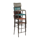 Tavo Stacking Mid Height Bar Stool - Ribbed Upholstered Seat Pad