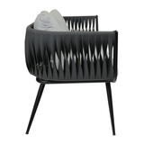 Mozzini Belt - 2 seater sofa - Dark Grey Weave / Grey Cushions - Matt Black Frame