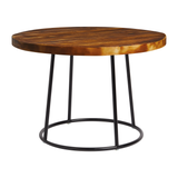 Toto Coffee Table - Black Base - Vintage Wood Top 600mm Dia