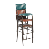 Tavo Stacking Mid Height Bar Stool - Ribbed Upholstered Seat Pad