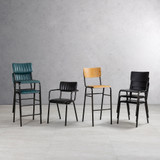 Tavo Stacking Mid Height Bar Stool - Ribbed Upholstered Seat Pad