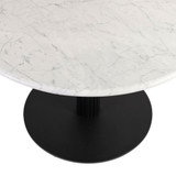 White Carrara Marble Complete Coffee Table - Moderno Black Fluted Base