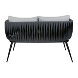 Mozzini Belt - 2-Seater Sofa - Dark Grey Weave / Grey Cushions - Matt Black Frame