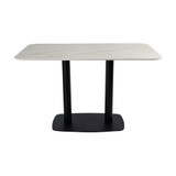 Extrema Premium Complete Dining Table - White Marble with Moderno Black Base with Radius Edges
