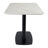 Extrema Premium Complete Dining Table - White Marble with Moderno Black Base with Radius Edges
