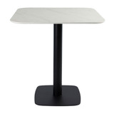 Extrema Premium Complete Dining Table - White Marble with Moderno Black Base with Radius Edges
