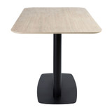 Extrema Premium Complete Dining Table - Beige Travertine with Moderno Black Base with Radius Edges