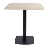 Extrema Premium Complete Dining Table - Beige Travertine with Moderno Black Base with Radius Edges